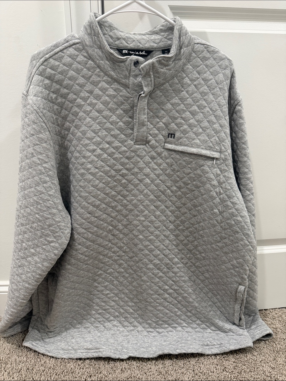 Travis Mathew Quilted Light Gray Pullover